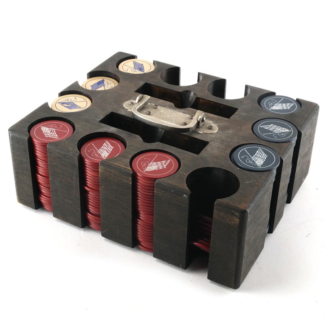 Poker Chips And A Caddy