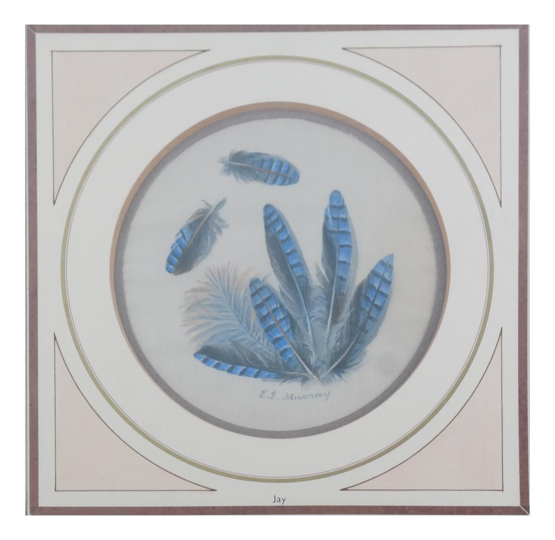 E.E. Murray, Watercolor on Silk - "Jay" (1 of 4)