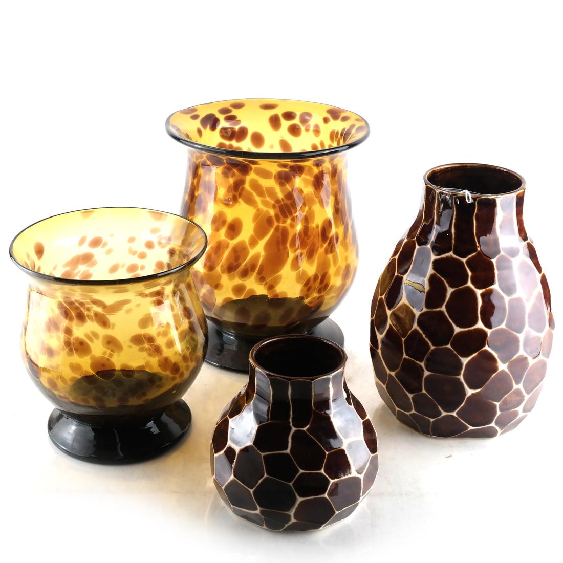 2 Pottery Vessels & 2 Glass Cachepots (1 of 4)