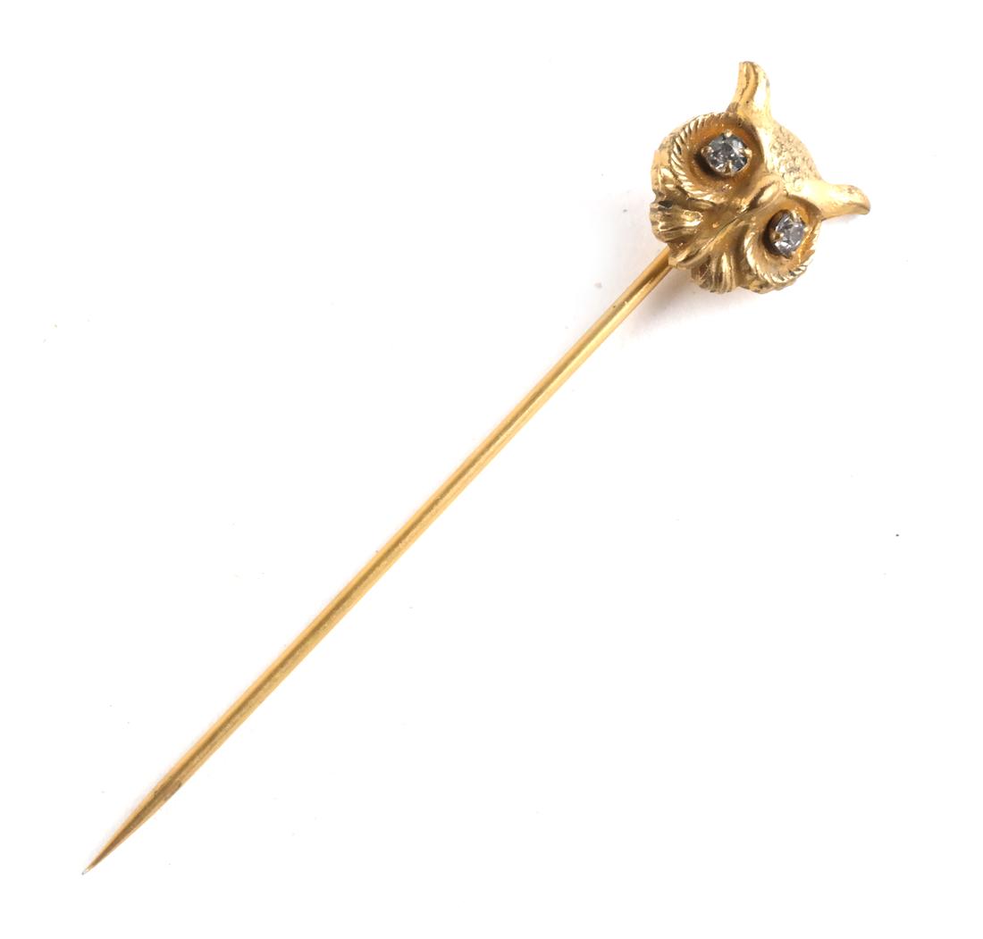 Partial 14k Yellow Gold Owl Stick Pin (1 of 4)