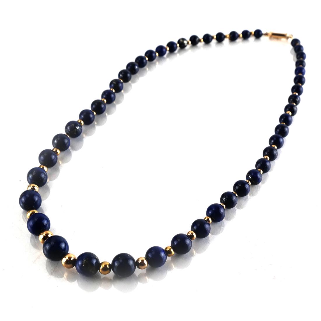 Lapis Graduated Bead & 14k Necklace (1 of 5)