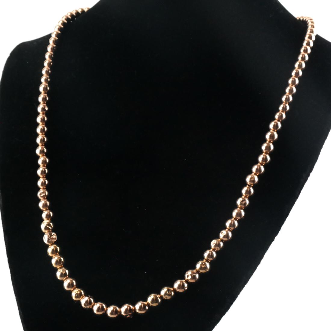 14k Pink Gold Ball Bead Necklace (1 of 3)