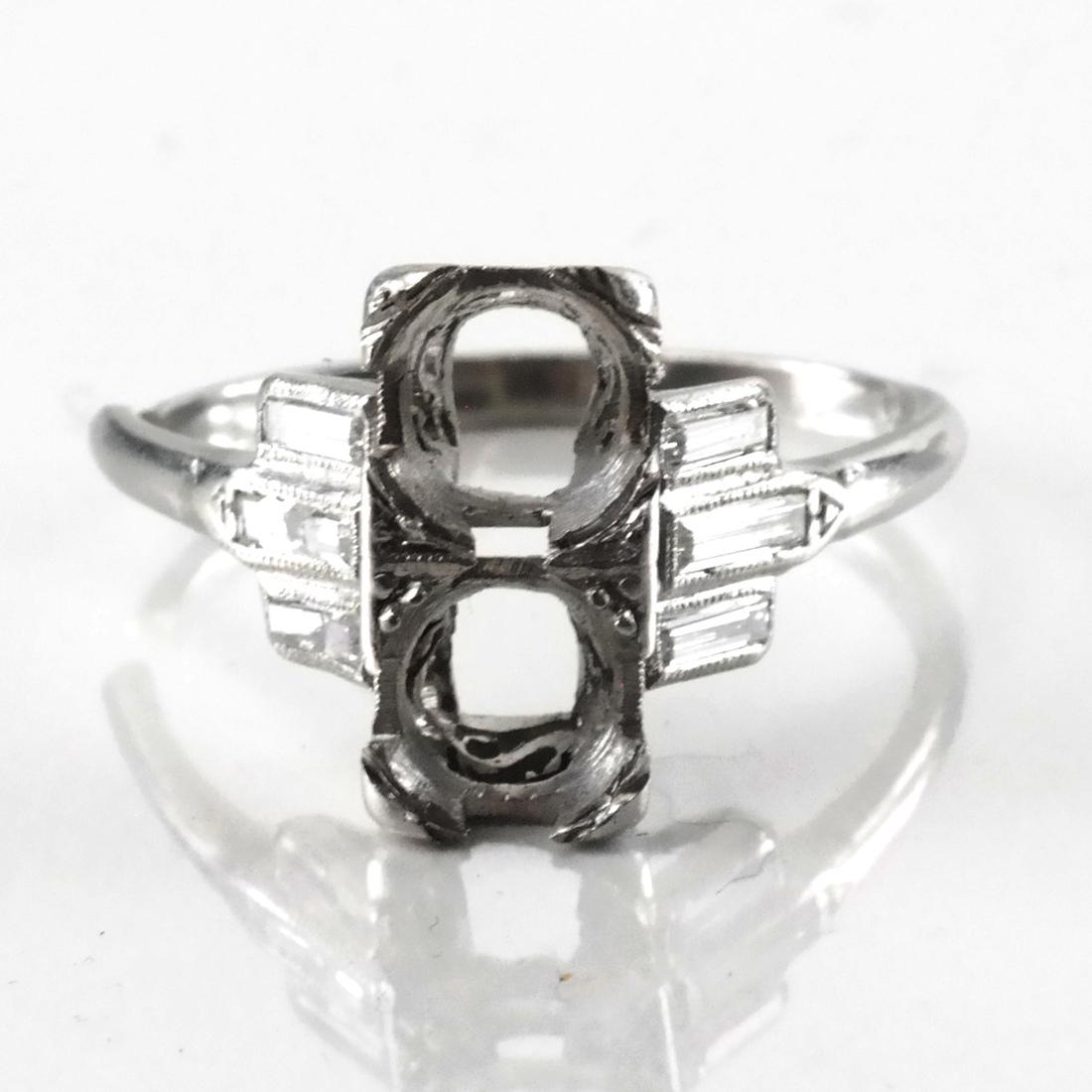 Platinum Art Deco & Diamond Ring Setting (1 of 4)