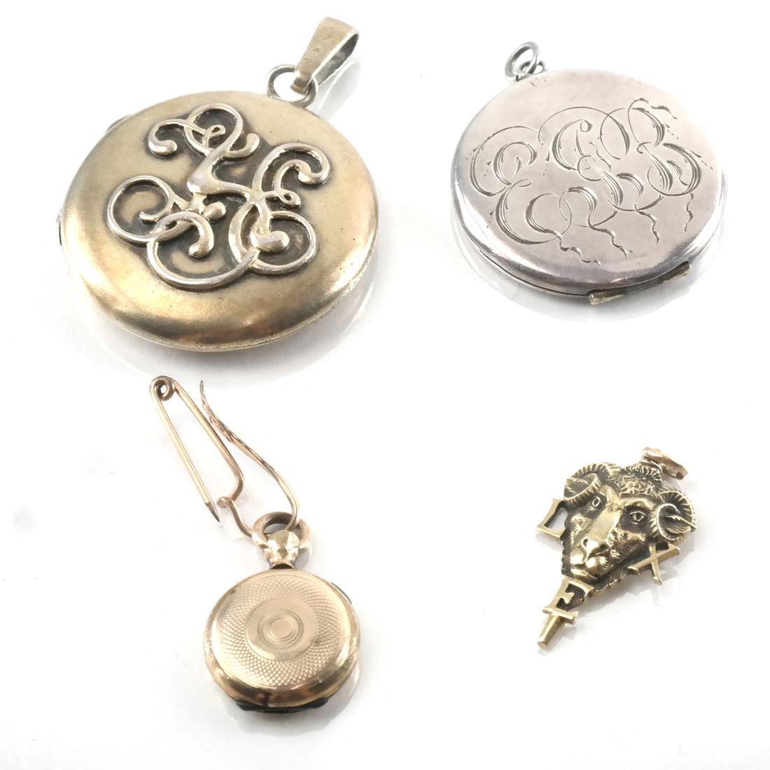 Three Lockets (Silver, GF) and 14k Pin (1 of 8)