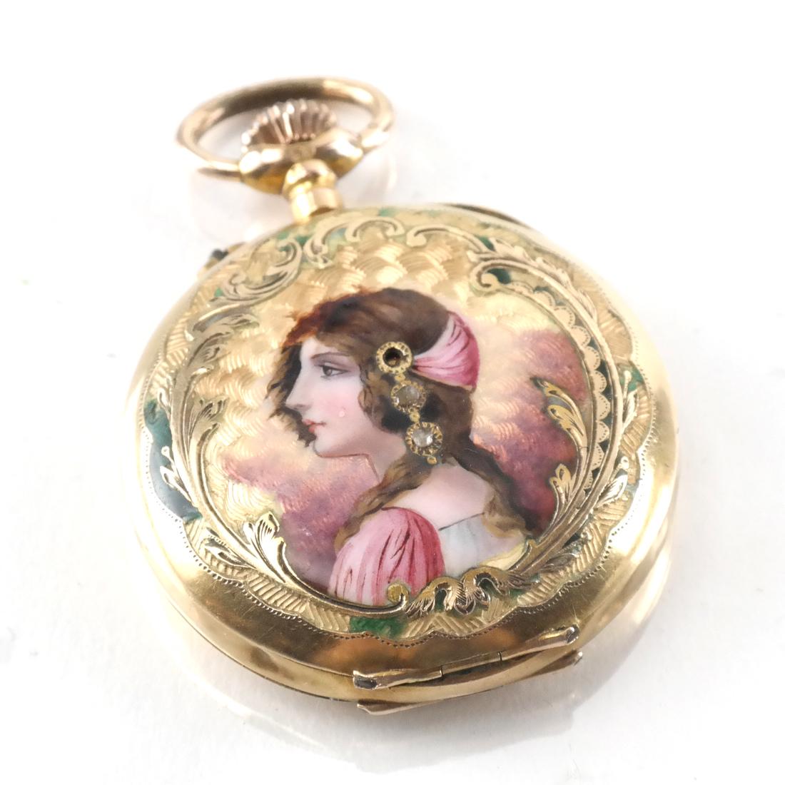 Art Nouveau 14k Ladies Pendant Watch (1 of 5)