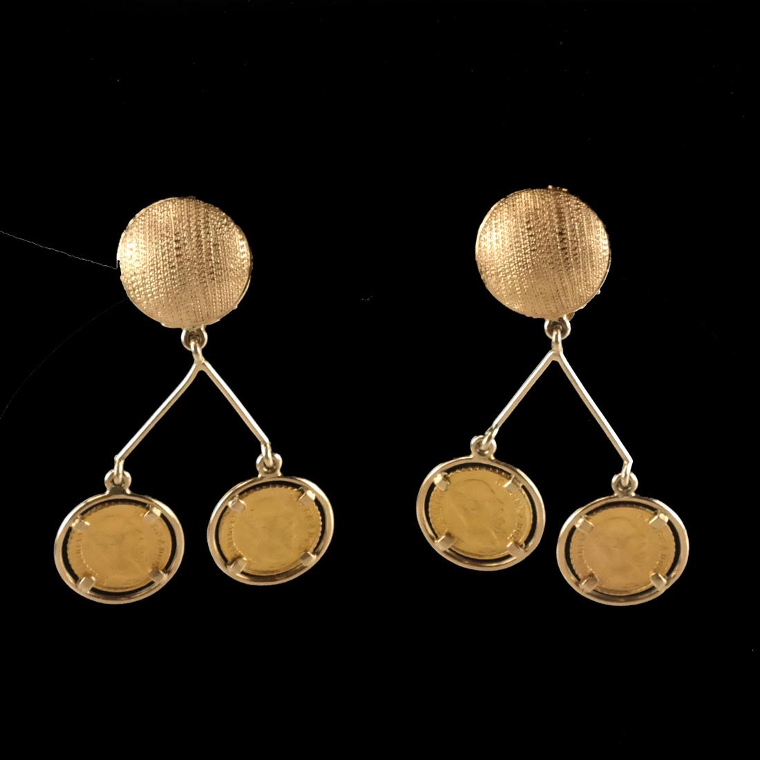 18k YG Mexican Coin Clip Earrings (1 of 3)