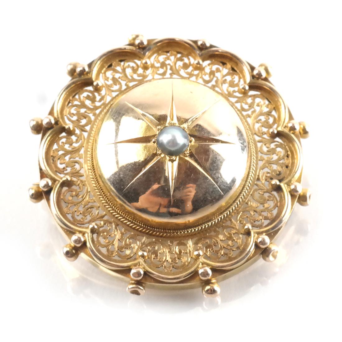 Victorian Byzantine-Style Gold Pin (1 of 3)