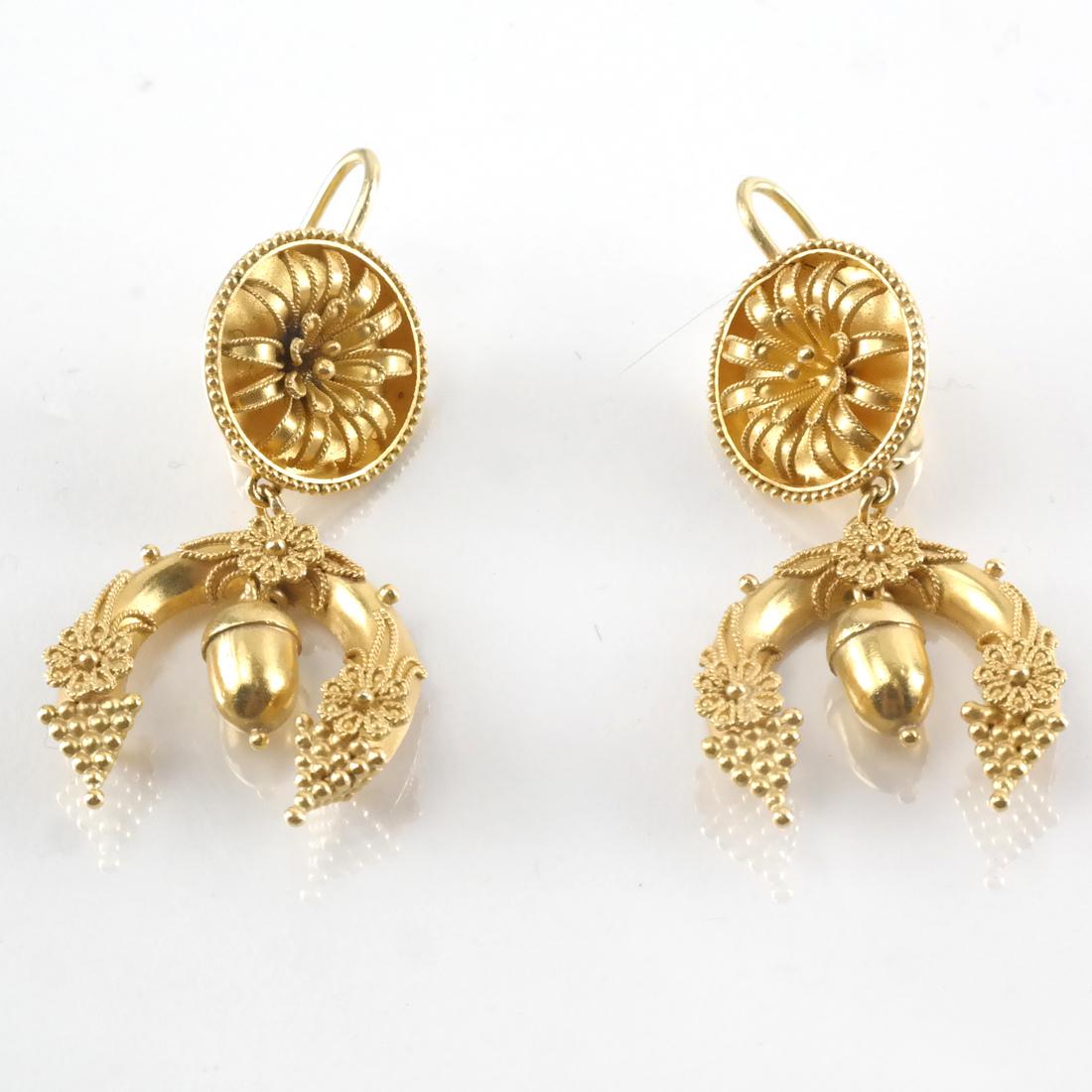 Victorian Reproduction 22k YG Earrings (1 of 4)