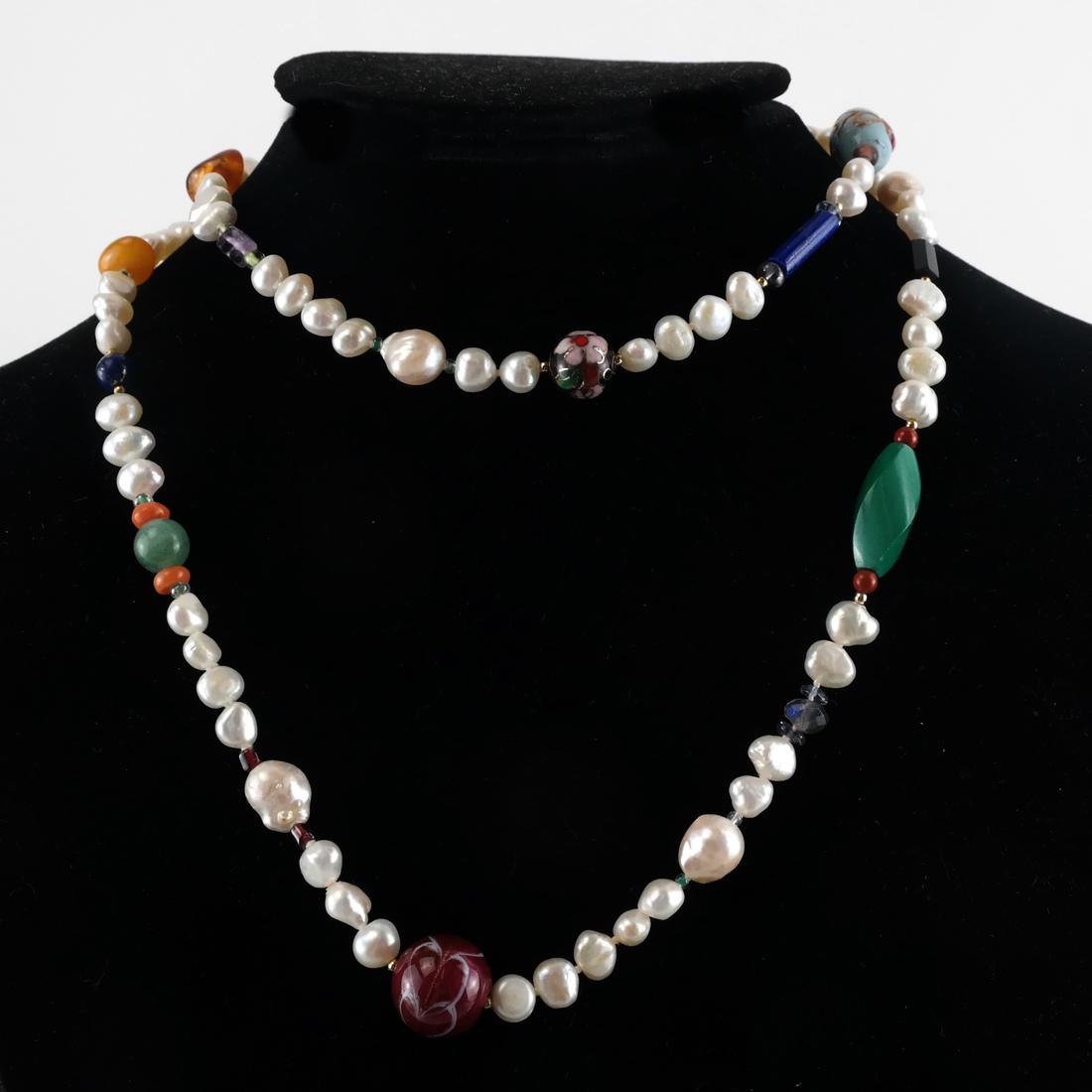 Cultured Pearl & Mixed Stone Necklace (1 of 6)