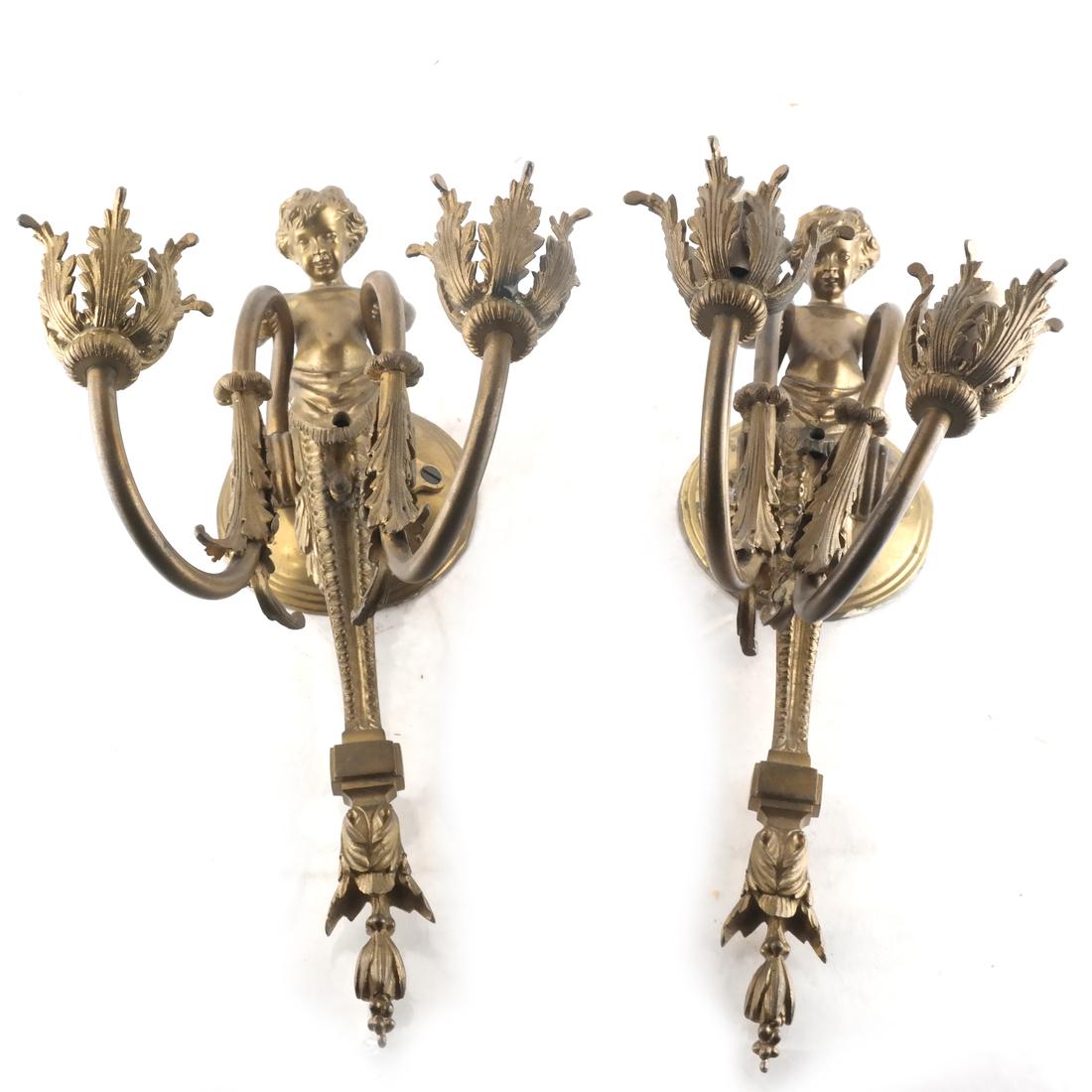 Pair of French-Style Cherub Sconces (1 of 5)