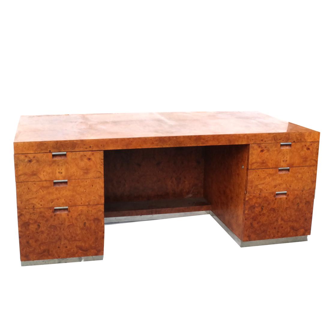 Modern Burl Walnut Desk by Stendig (1 of 8)