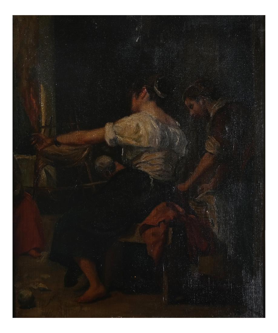 Unsigned Interior Scene, Two Figures (1 of 6)