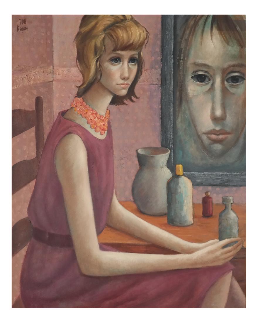 M.D.H. Keane - Girl At A Table, O/C (1 of 6)