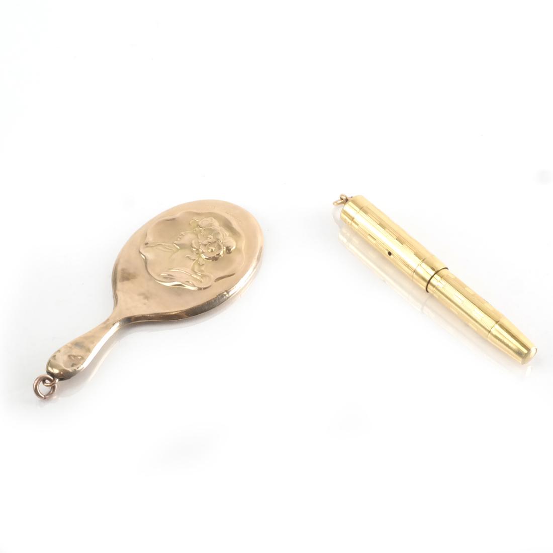 9k YG Pendant Mirror & GF Lady's Pen (1 of 5)