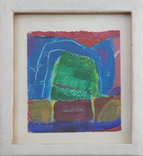 Gerry Van De Wiele Abstract Watercolor: Gerry van de Wiele abstract colors, watercolor. [Art: 5 x 4 1/2 inches; Frame: 8 x 7 inches]. From the collection of Dr. Richard and Odile Stern.