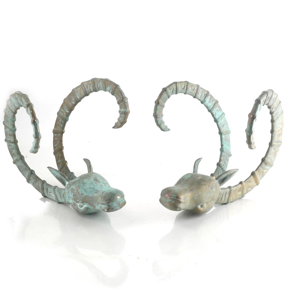Pair Bronze Ram-Form Appliques (1 of 3)