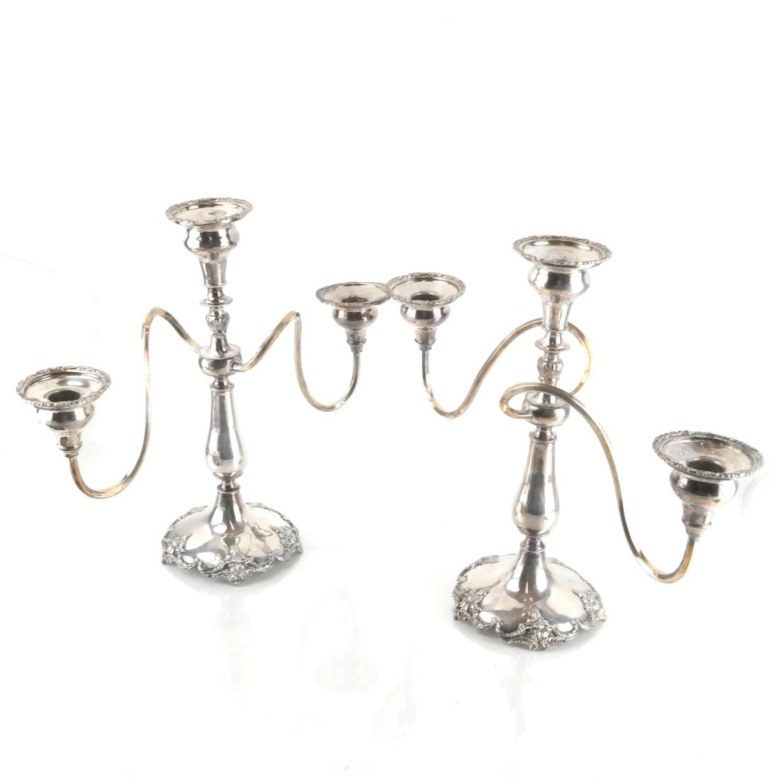 Pair Forbes Plated 3-Lt Candelabra (1 of 5)