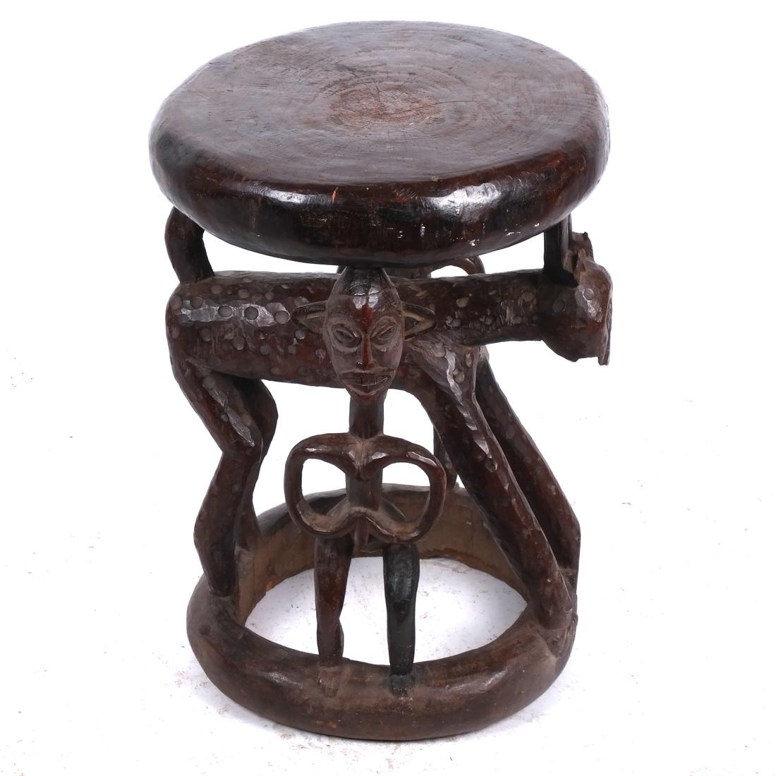 Cameroon: Figural Carved Wood Stool (1 of 6)