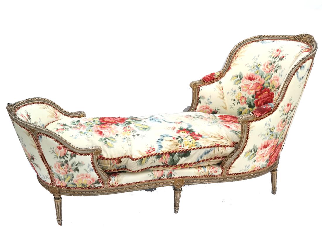 Antique French Painted Chaise Lounge (1 of 6)