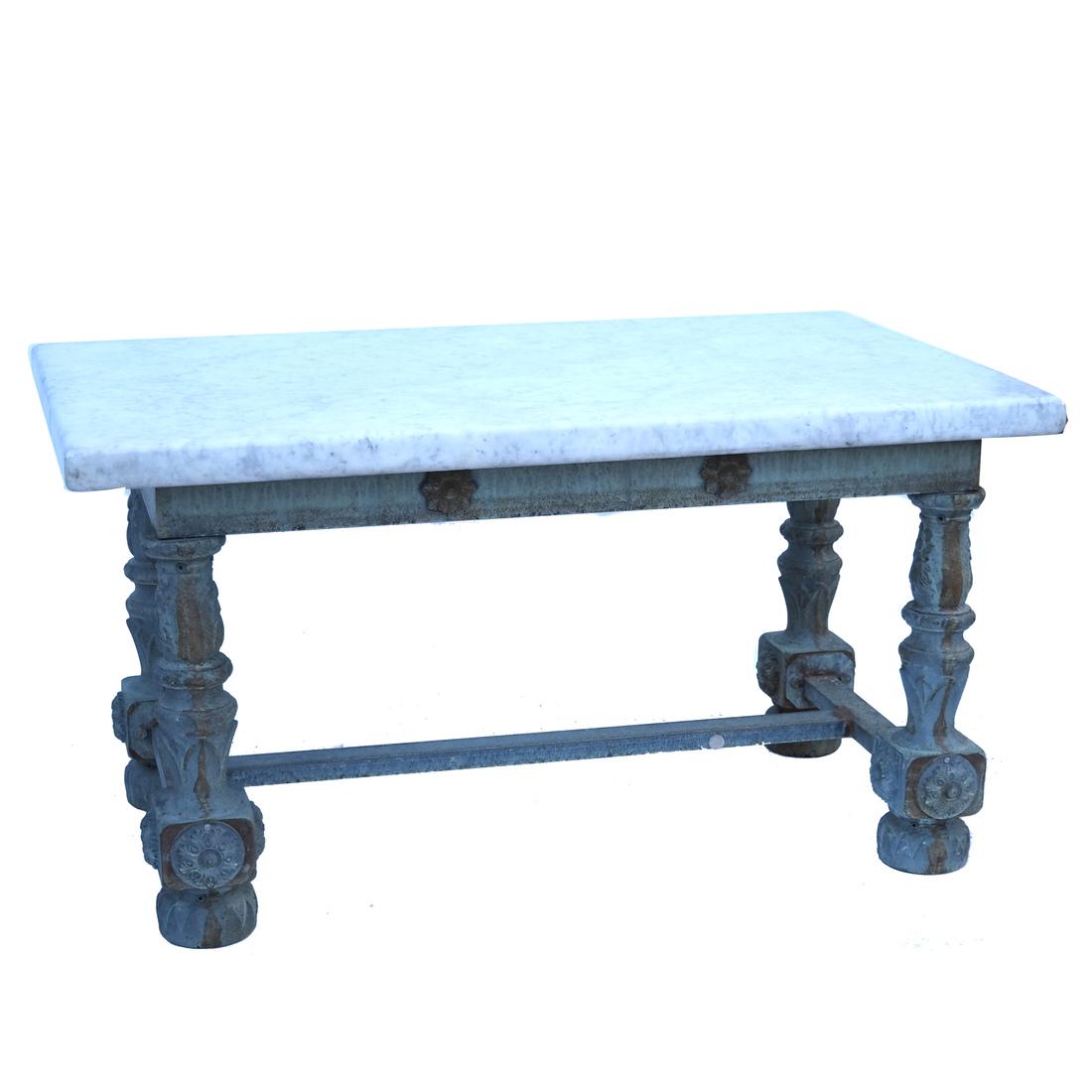 Antique Iron & Marble-Top Baker's Table (1 of 6)
