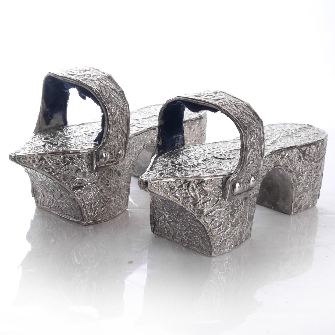 Pair Ottoman Market Silvered Shoes (1 of 7)