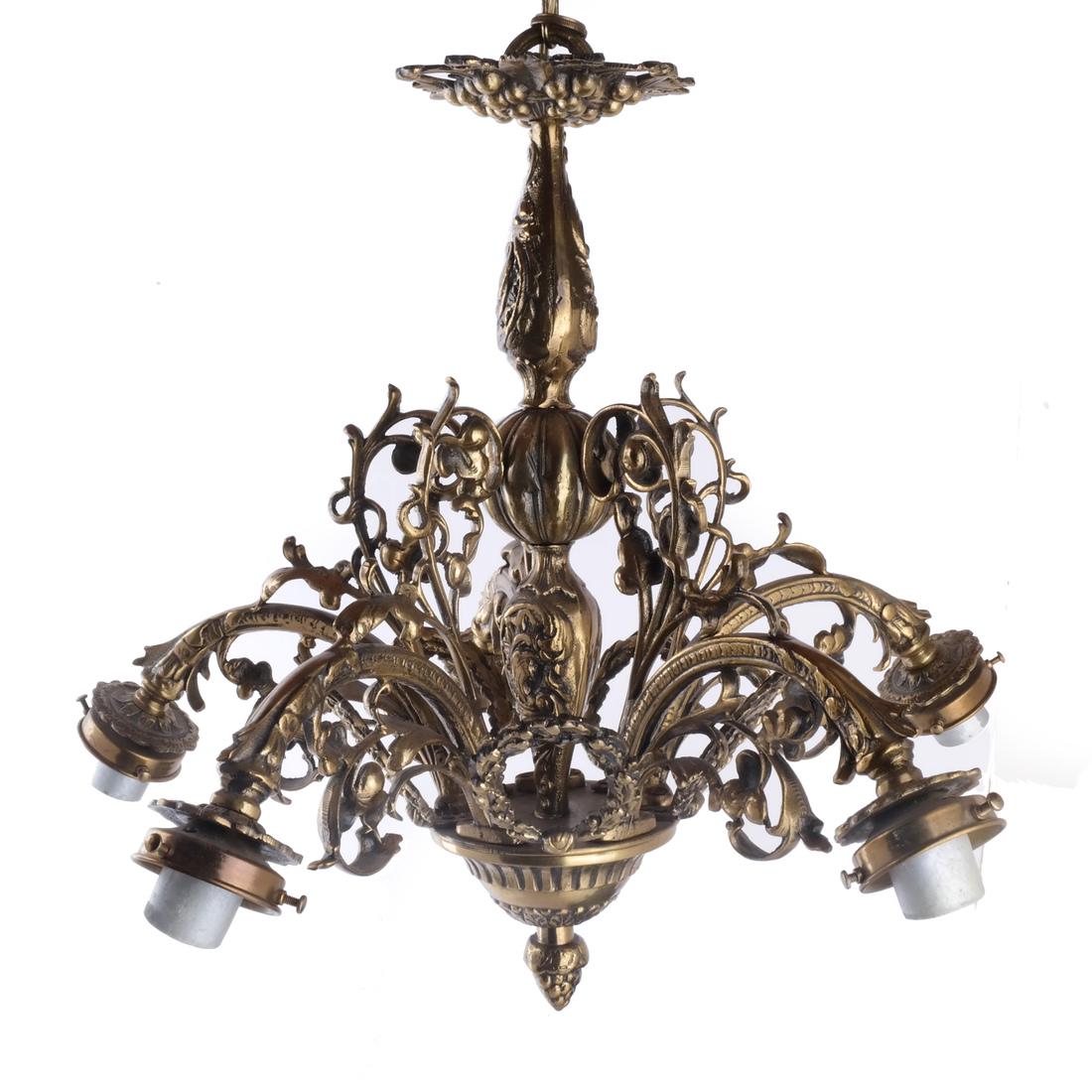 French Four-Light Bronze Chandelier (1 of 4)
