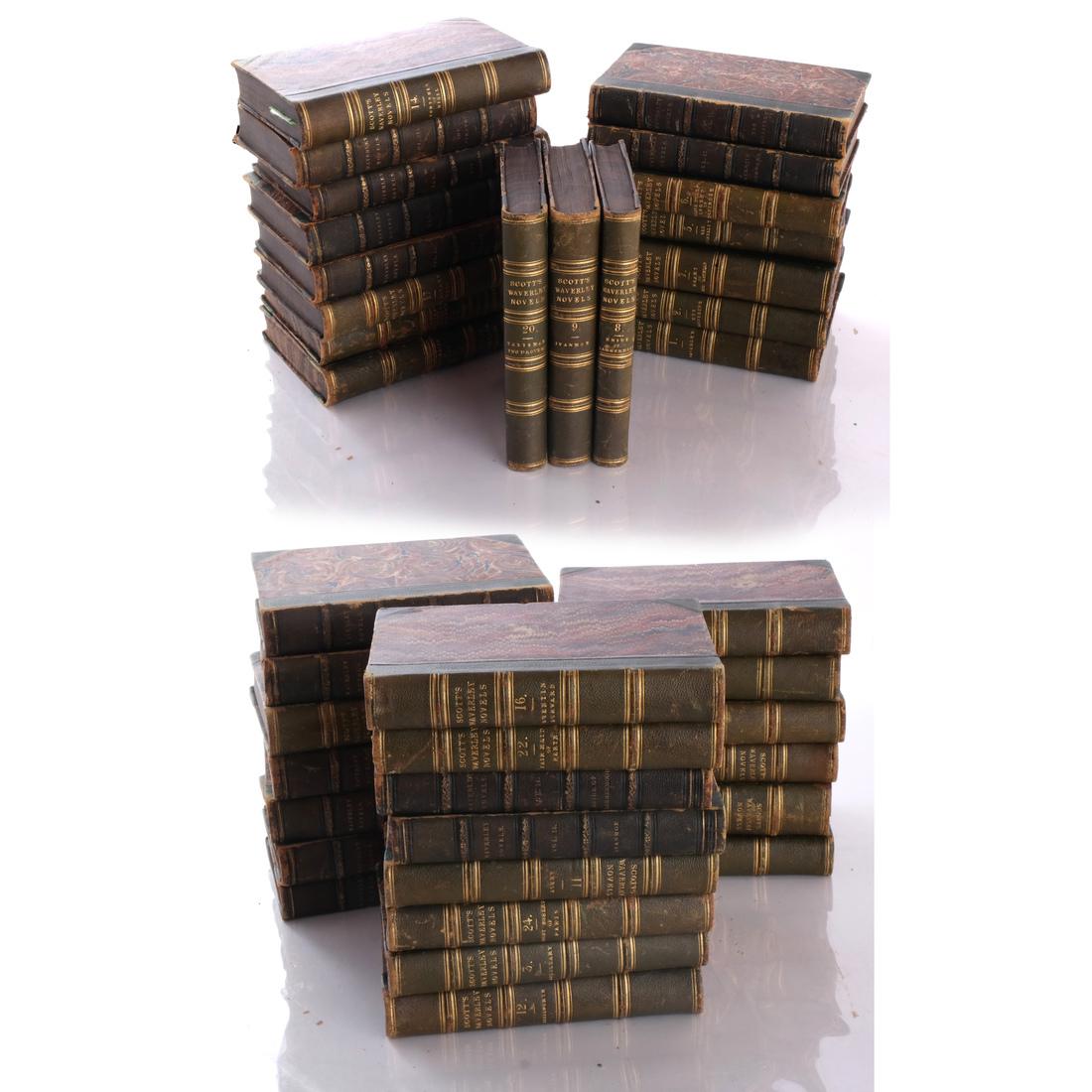 Books: Scott's Waverly Novels (38): 38 volumes including Adams 7 Charles Black, Edinburgh and Waverly Novels. Wear throughout.