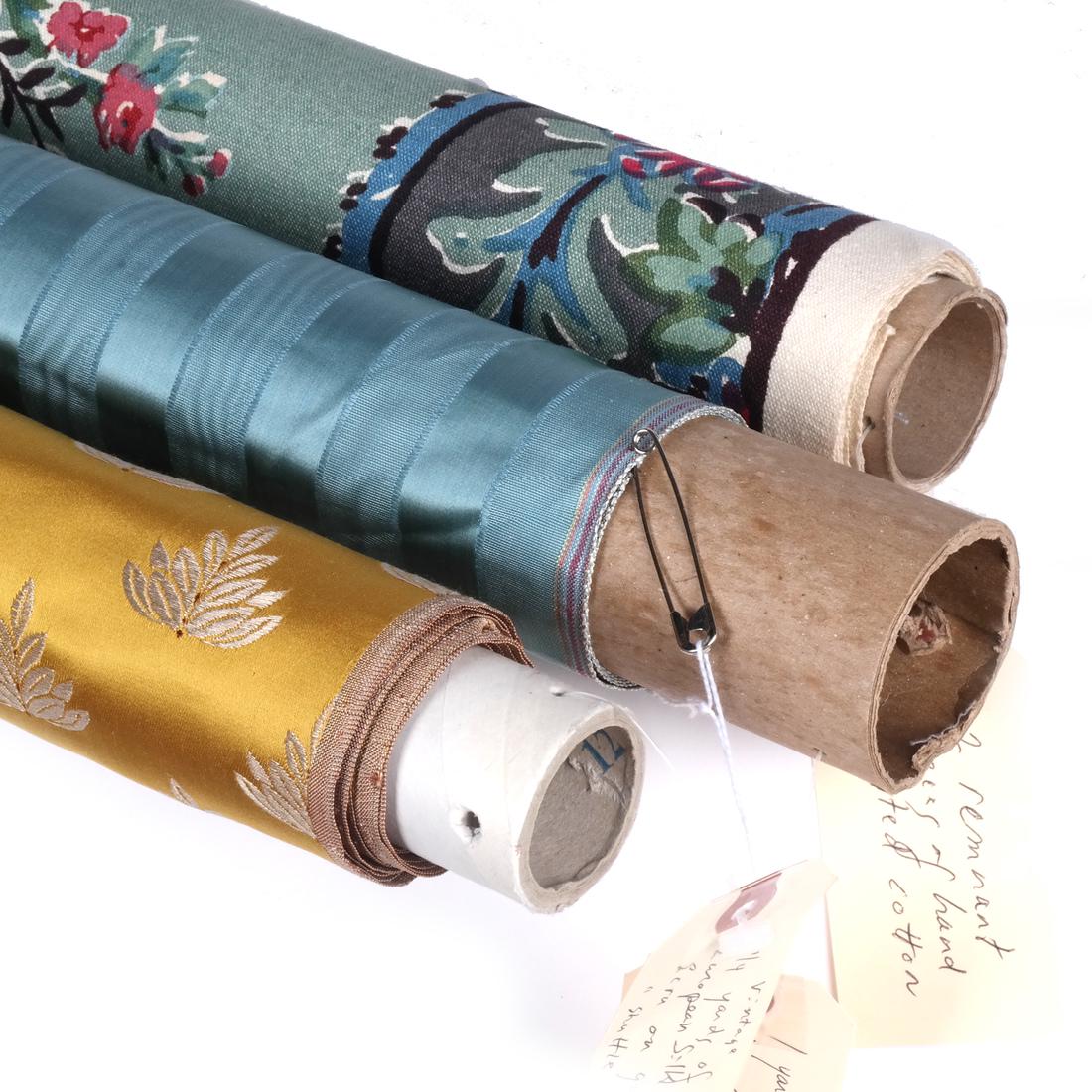 Scalamandre Vintage Blue Silk & Two Fabrics (1 of 6)