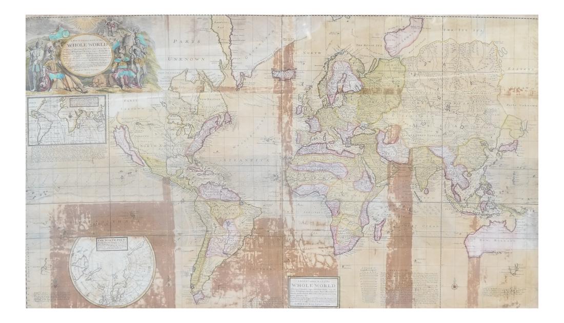 Framed Map of the World, Dated 1719 (1 of 7)