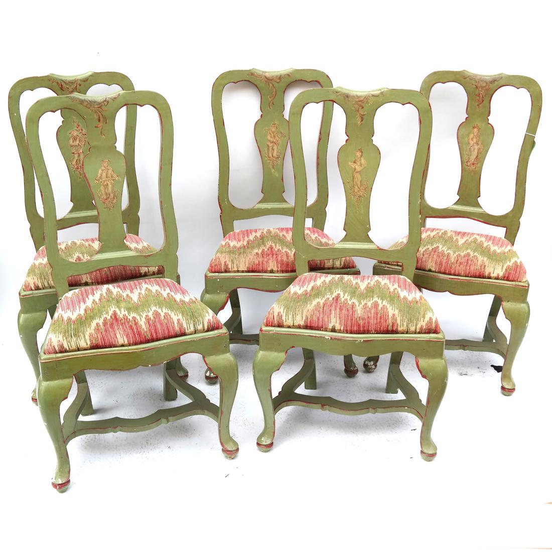 Set of 5 Italian Side Chairs 18th Century (1 of 7)