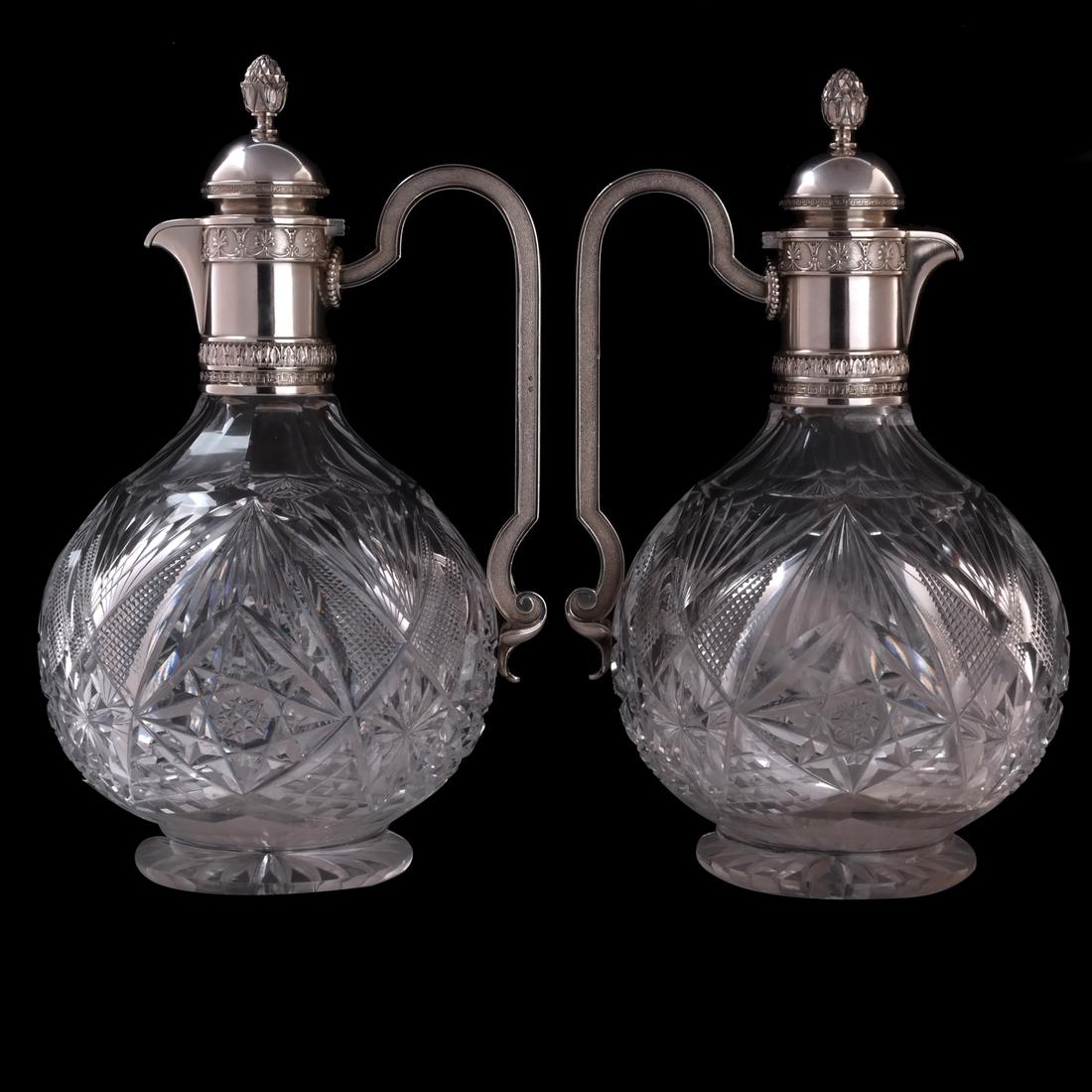 Manner of Faberge Silver Mounted Claret Jugs (1 of 10)