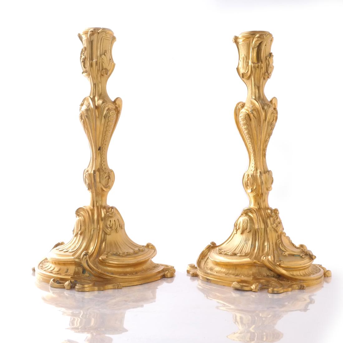 Pair 18th C. Gilt Candlesticks (1 of 6)
