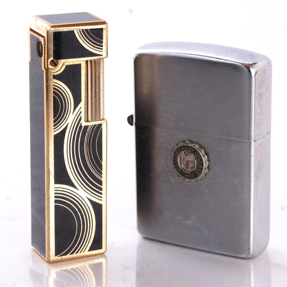 Lighters: Zippo William and Mary College; Colibri: Comprises a Zippo lighter with William and Mary College logo, and an Art Deco-motif Colibri butane lighter.
