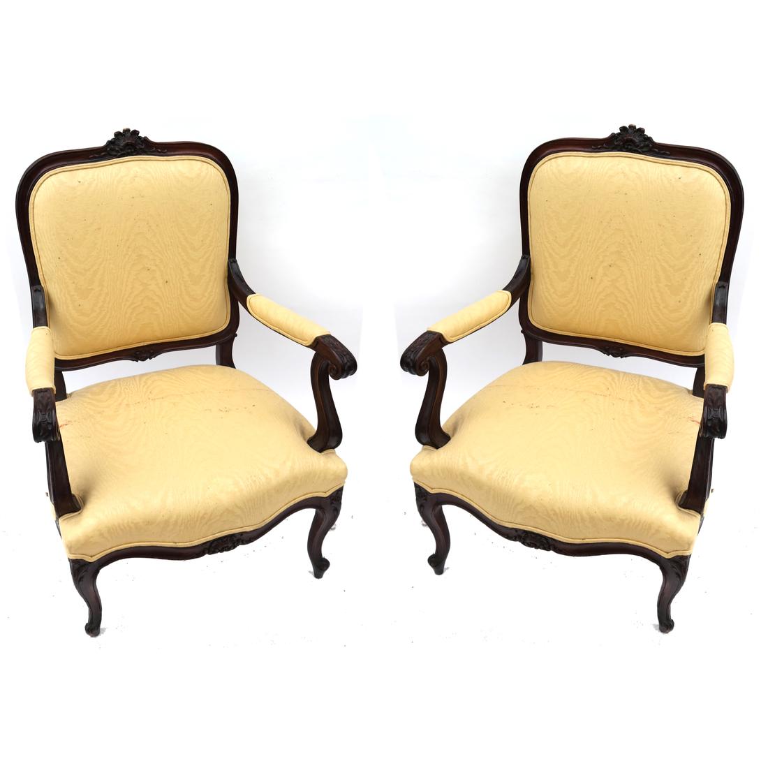 Pair German Open Armchairs 18th -19th Century (1 of 6)
