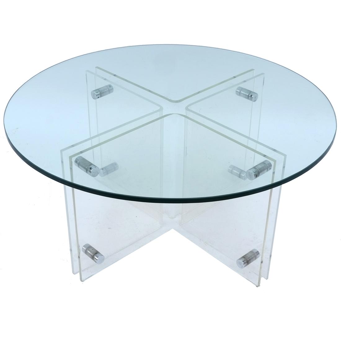 Modern Glass & Lucite Coffee Table (1 of 5)