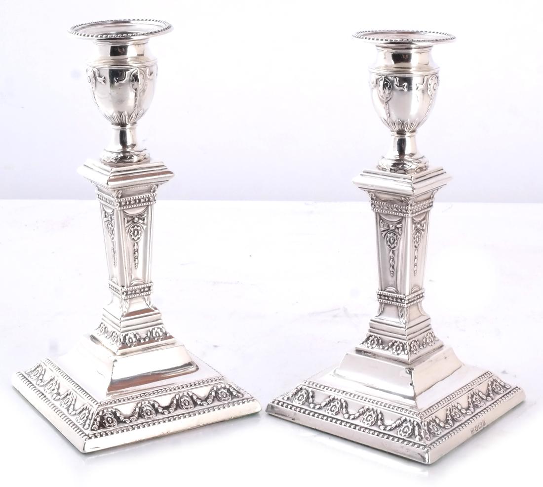 Pair 19th C. Silver Candlesticks (1 of 6)