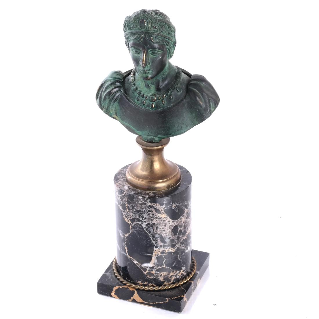 Miniature Classical Bronze and Marble Bust (1 of 5)