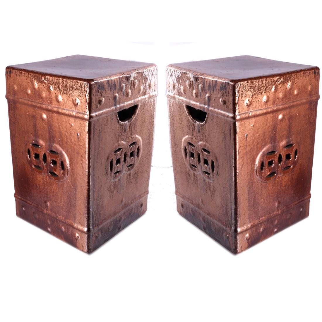 Pair of Chinese Ceramic Garden Seats (1 of 3)