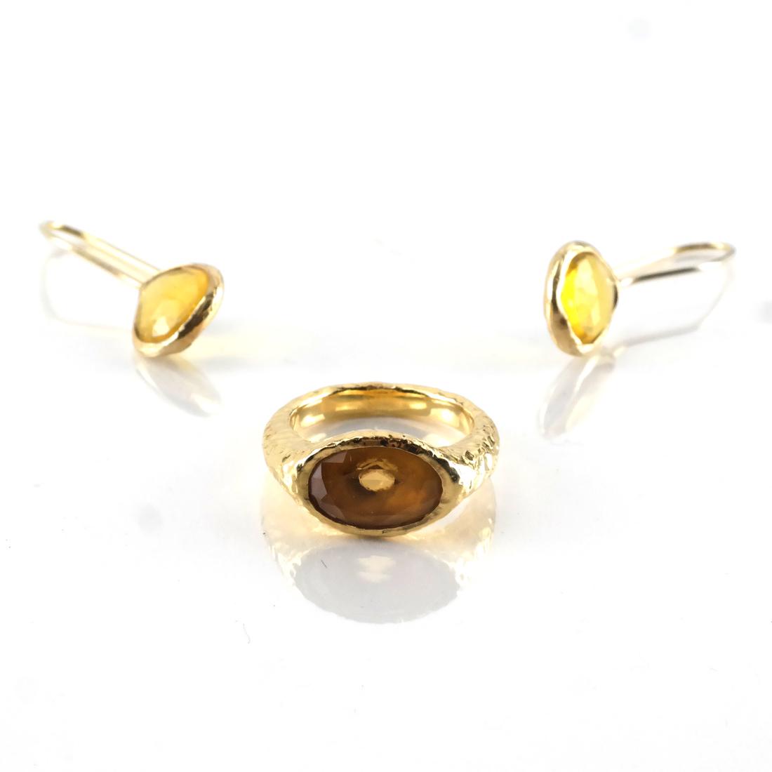 3-Piece 14k YG, Citrine Ring & Earrings (1 of 4)