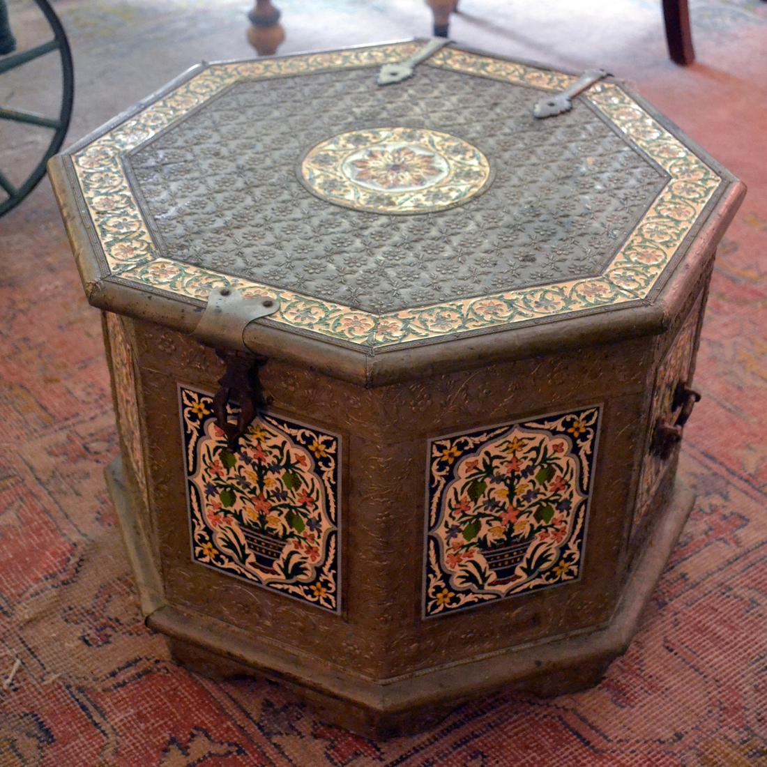 Octagonal Enamel Silvered Storage Box (1 of 1)