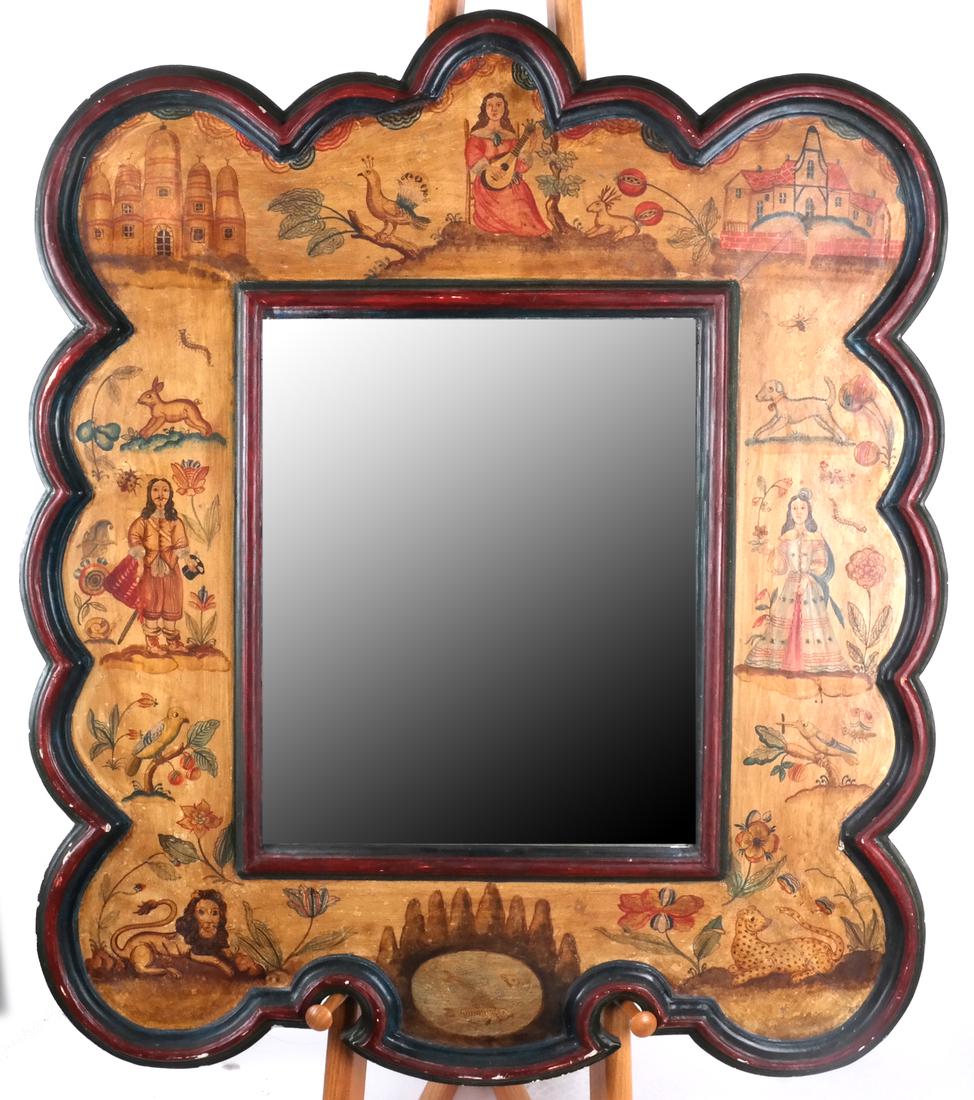Folk Art-Style Painted Decorated Mirror (1 of 6)