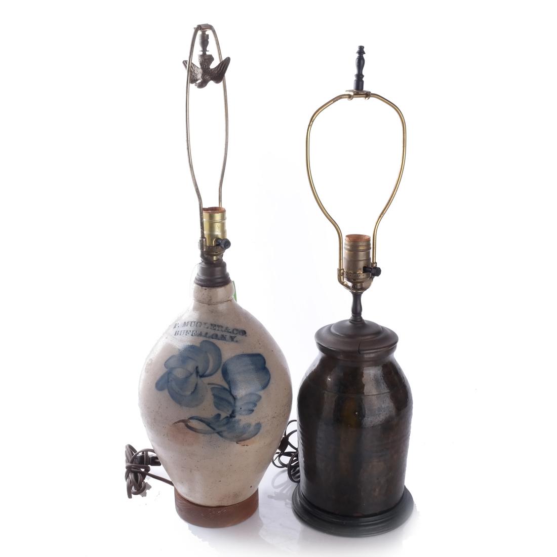 Two Antique American Pottery Lamps (1 of 3)