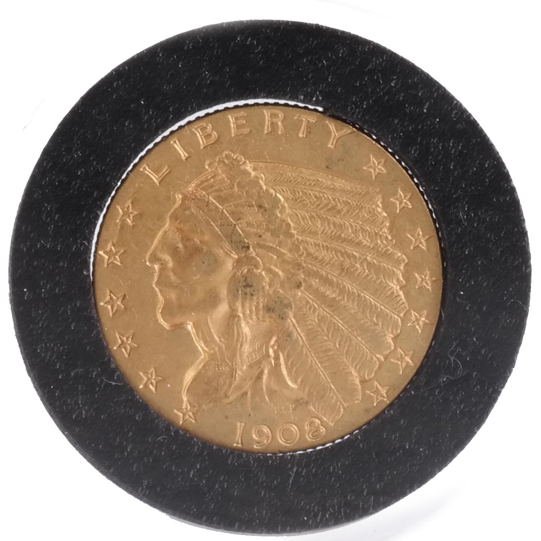 1908 $2 1/2 Gold Indian Head Coin XF (1 of 2)