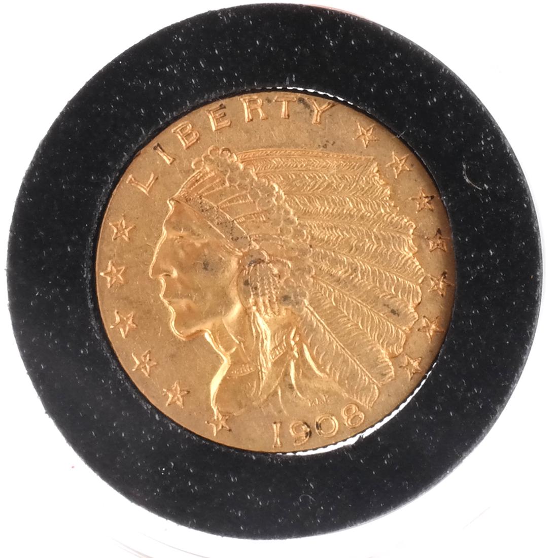 1908 $2 1/2 Gold Indian Head, X.F. (1 of 2)