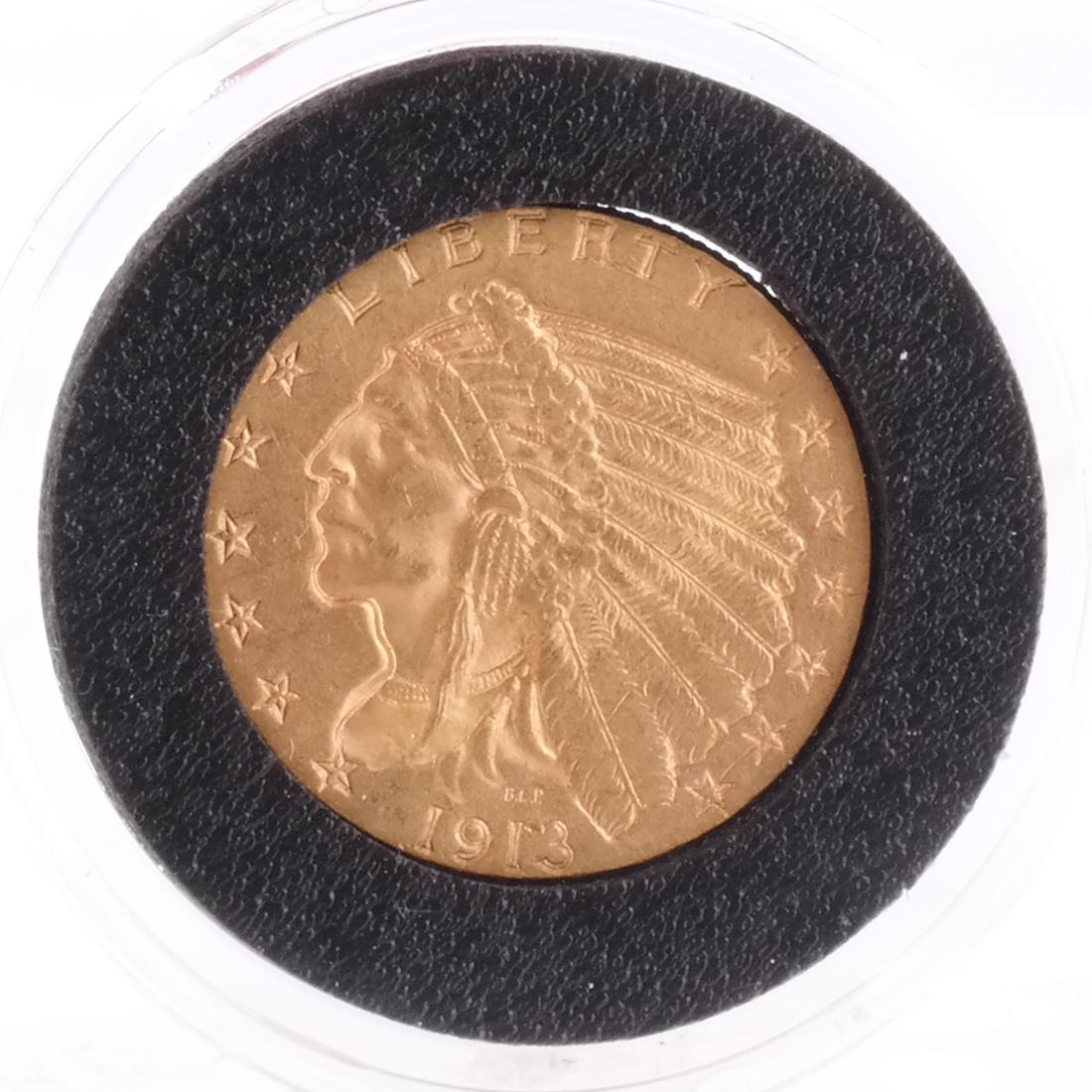 1913 $2 1/2 Gold Indian Head, A.U. (1 of 2)