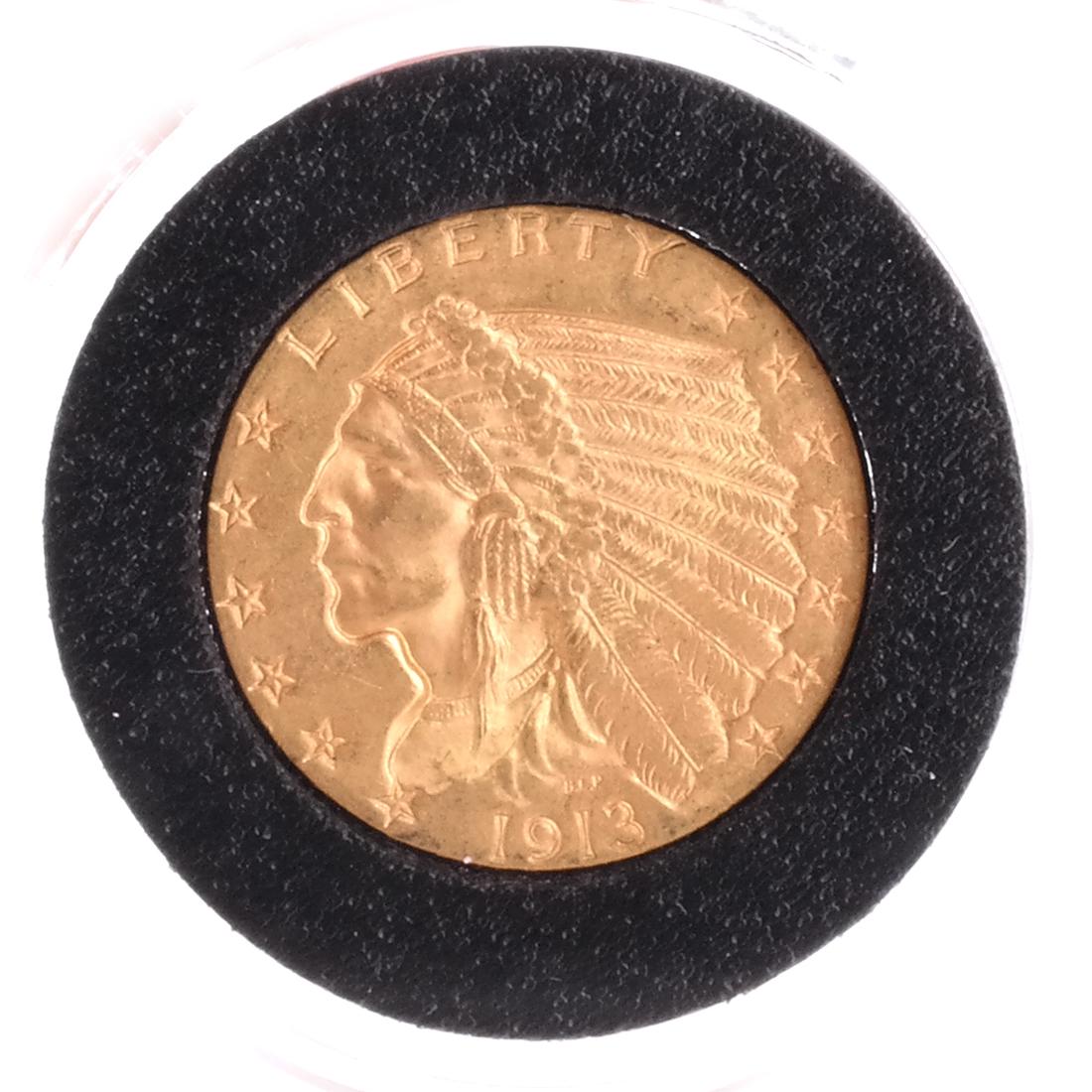 1913 $2 1/2 Gold Indian Head, A.U. (1 of 2)