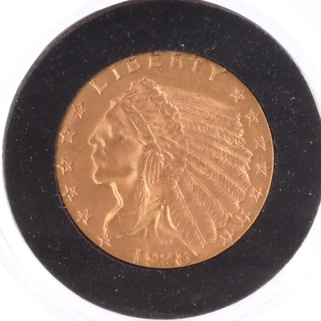 1928 $2 1/2 Gold Indian Head, X.F. (1 of 2)