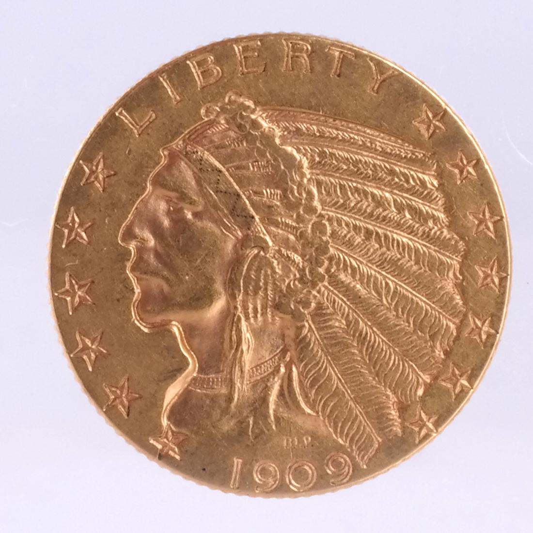 1909 $5 Gold Indian Head, A.U. (1 of 2)