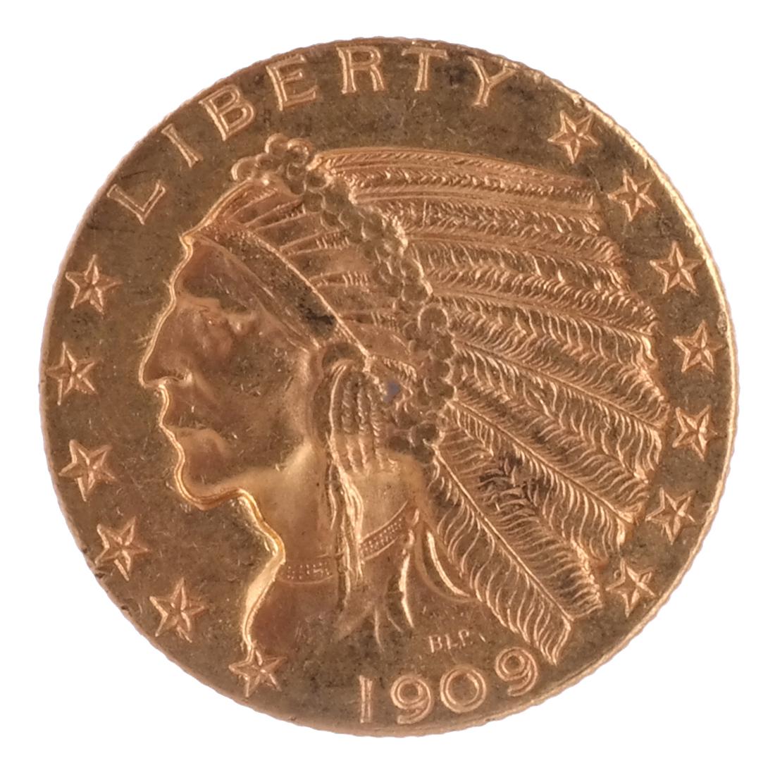 1909-D $5 Gold Indian Head, X.F. (1 of 2)