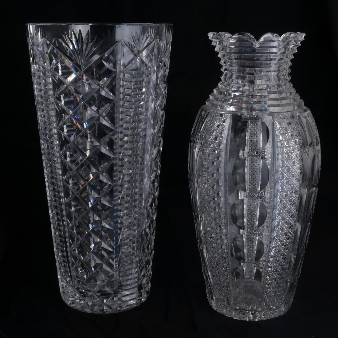 Two Fine Cut Crystal Vases (1 of 3)